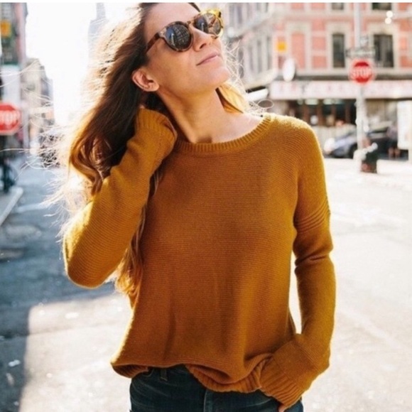 Madewell Chronicle Lightweight Textured Pullover Sweater Gold‎ Women’s medium - Picture 1 of 7